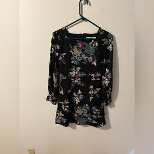 LOFT Black Floral Mini Dress Size 0P